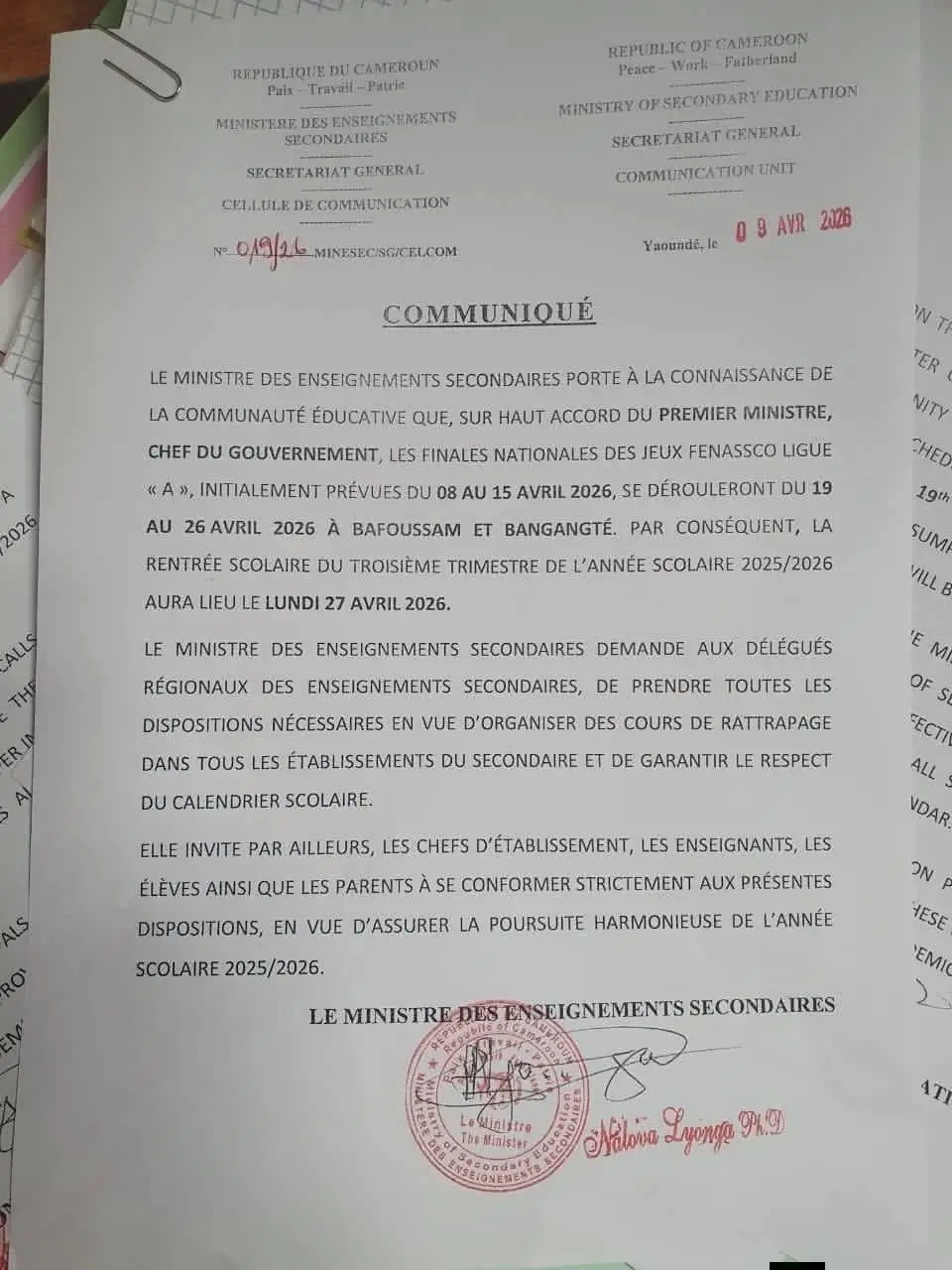 1 mois de congés de Pâques